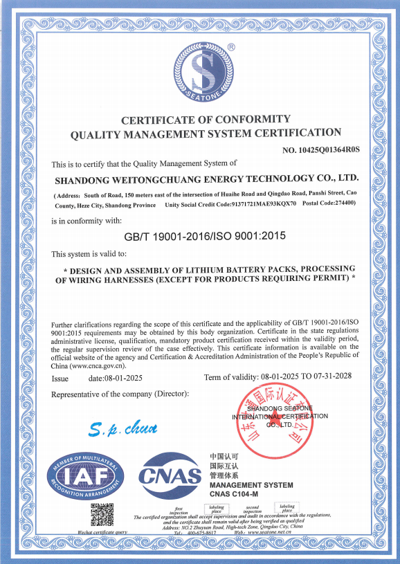 ISO 9001:2015 Quality Management System Certificate - English